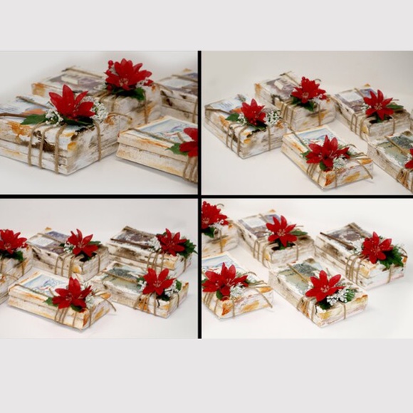 Rustic Christmas Holiday Floral Arrangement Centerpiece, Upcycled, Books, Shabby - Picture 5 of 9